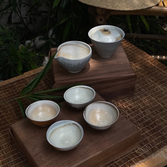 柴燒白瓷蓋碗茶器組 柴燒白瓷蓋碗茶器組